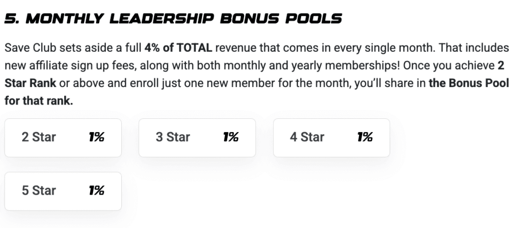 5. Monthly Leadership Bonus Pools